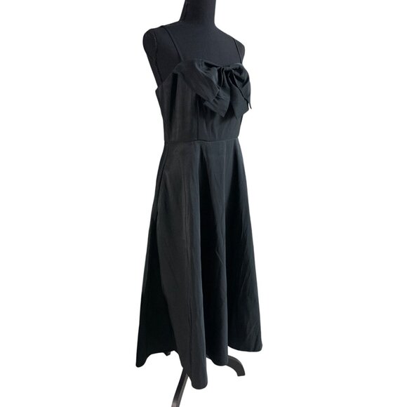 A New Day Womens Black Maxi Cocktail Dress w/ Bow Accent & Side Pockets Size 6 - Picture 4 of 13